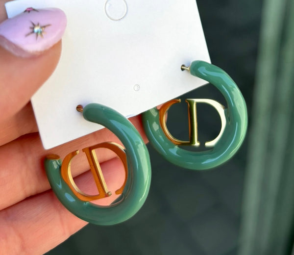 CD earrings (Green)